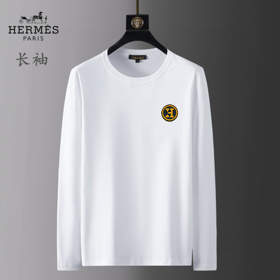 New Model Replica Hermes Long Sleeve T-shirts for Men