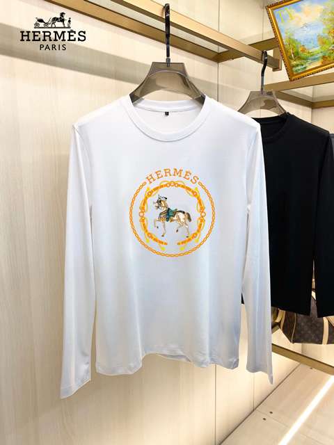 New Model Replica Hermes Long Sleeve T-shirts for Men