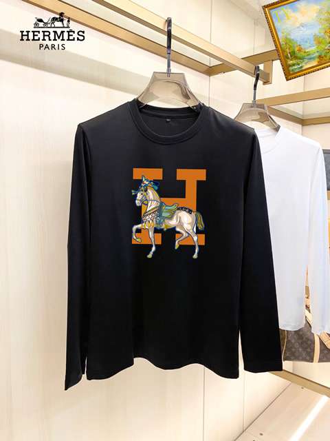 New Model Replica Hermes Long Sleeve T-shirts for Men