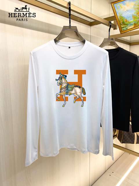 New Model Replica Hermes Long Sleeve T-shirts for Men