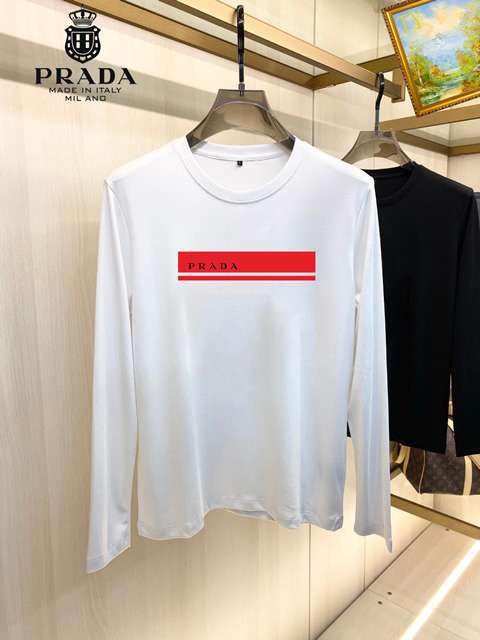 New Model Replica Prada Long Sleeve T-shirts for Men