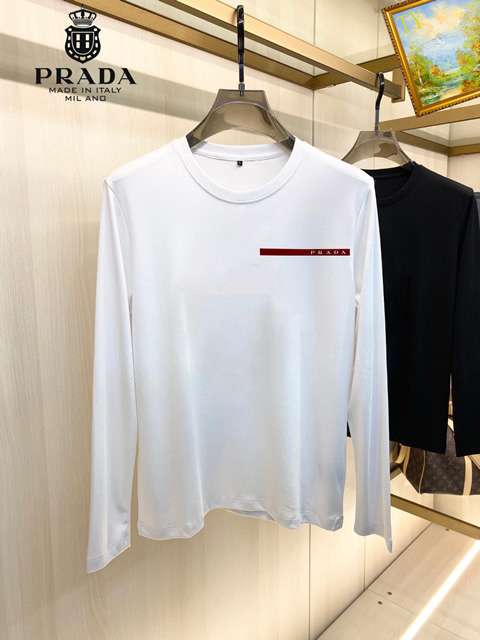 New Model Replica Prada Long Sleeve T-shirts for Men