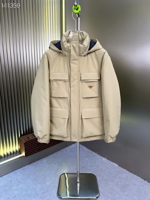 High Quality Fake Prada Down Jackets For Men in White Goose Down