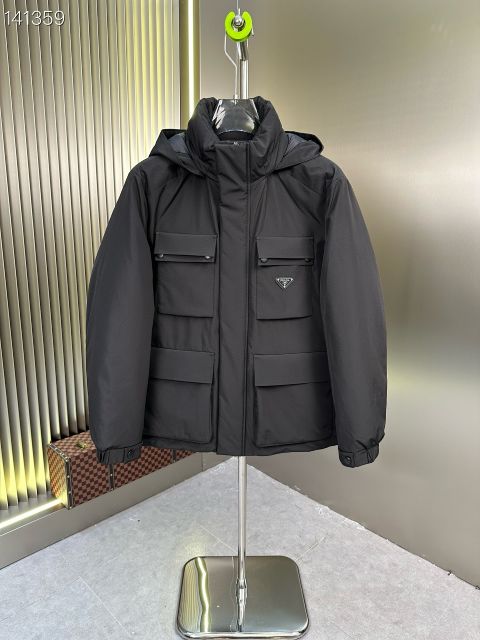 High Quality Fake Prada Down Jackets For Men in White Goose Down