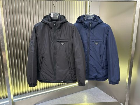 High Quality Fake Prada Down Jackets For Men in White Duck Down