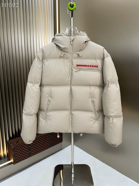 High Quality Fake Prada Down Jackets For Men in White Duck Down