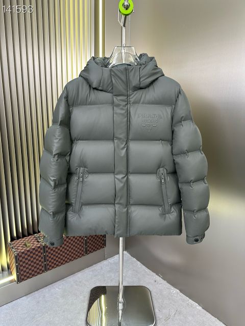 High Quality Fake Prada Down Jackets For Men in White Duck Down