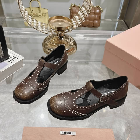 High Quality Replica Miu Miu Leather Shoes for Women